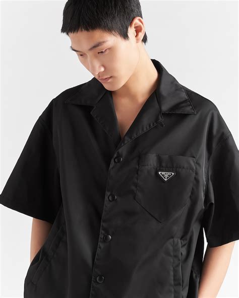 prada shirt printed padded nylon|Prada silk shirt.